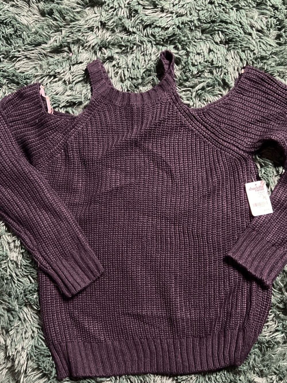 Charlotte Russe black Off-the-Shoulder Knit Sweater